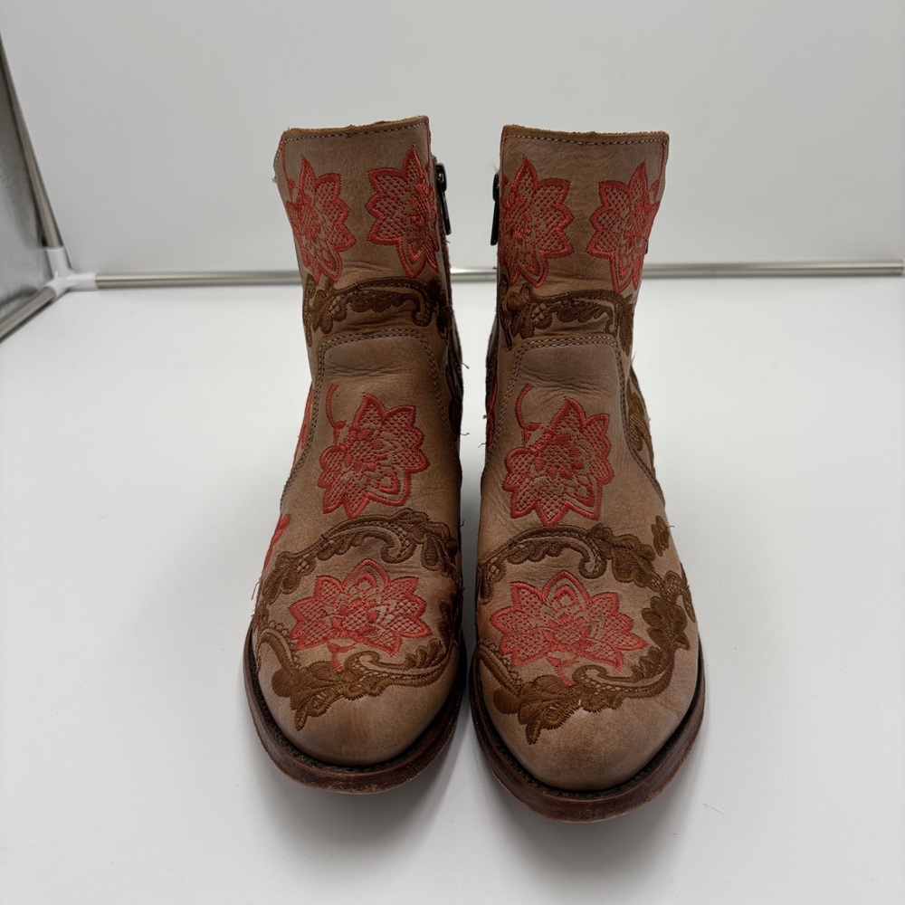 Corral Western Cowgirl Ankle Zip Boots Boho Embroidered Leather Women’s Size 9 - Picture 3 of 8